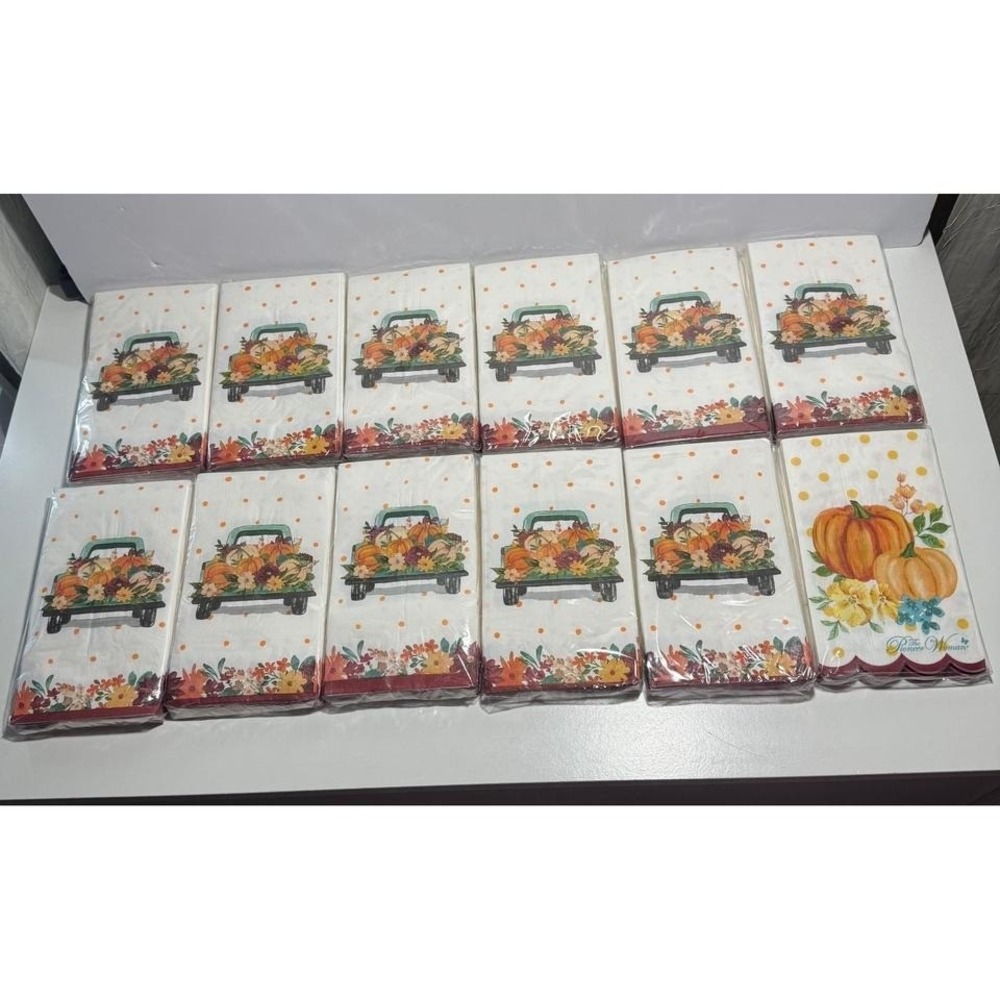 Pioneer Woman Pumpkin Dot Truck Paper Napkins (12)-24 Count Fall Autumn Harvest
